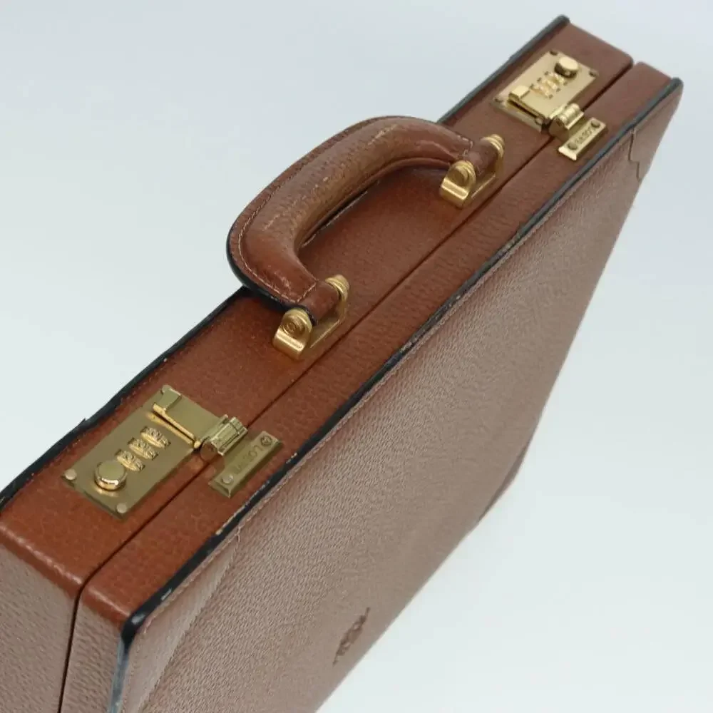 LOEWE Anagram Attache Case Trunk Leather Brown Gold